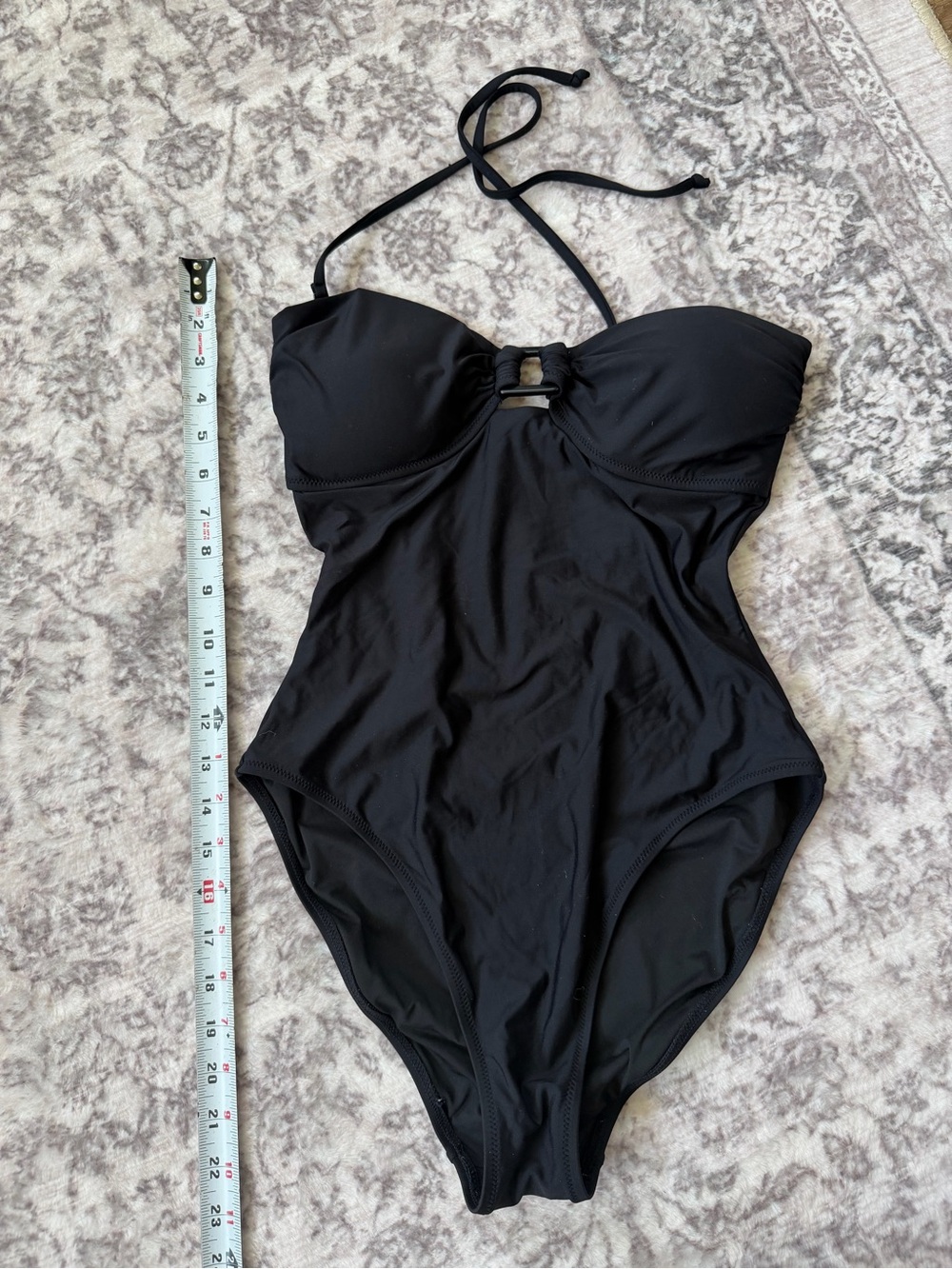 J. Crew Black One-Piece Halter Swimsuit with Front Accent Women’s Size 6